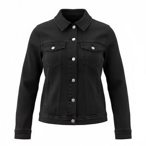 SAKS FIFTH AVENUE WOMENS DENIM JACKET BLACK SIZE 6 P
